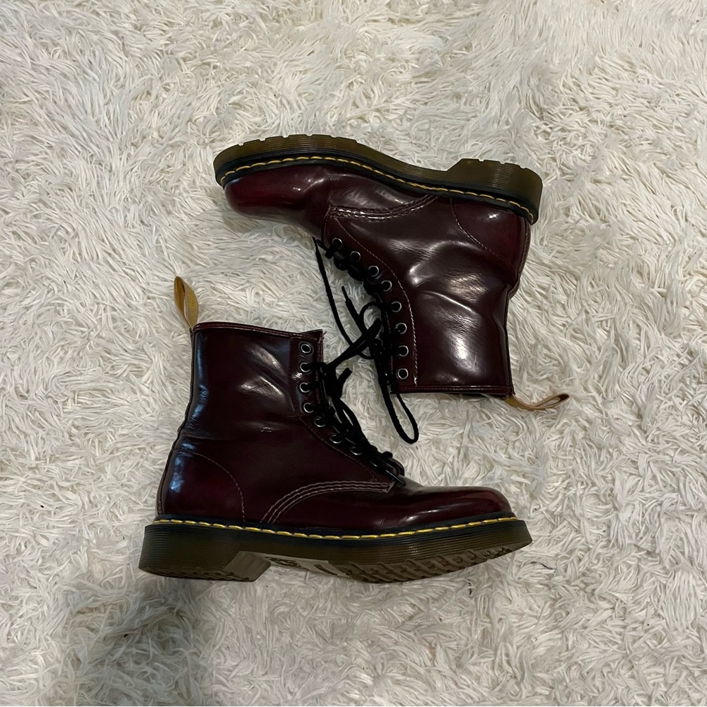 VEGAN 1460 LACE UP BOOTS CHERRY RED